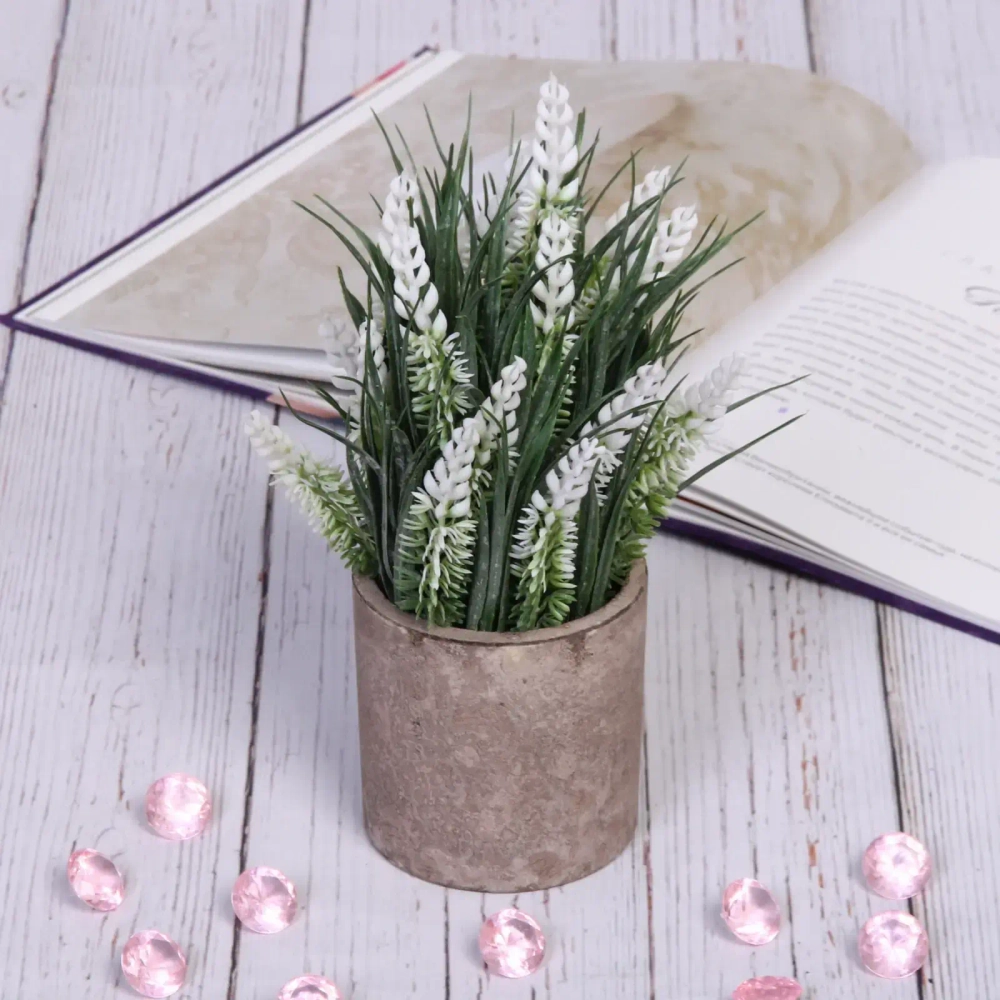 Цветок искусственный «Прованс» 9*9*17см в горшке цвет белый 6/4