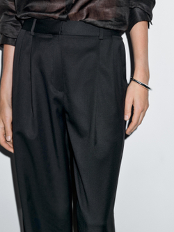 Massimo Dutti Брюки с выточками из сверхтонкой шерсти, темно-синий