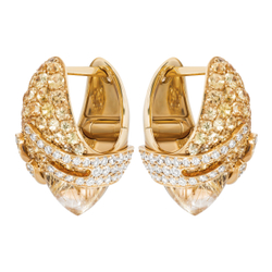 Серьги с Кварцем, желтыми Сапфирами и Бриллиантами, E0053-0/13