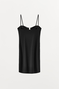 ZARA ПЛАТЬЕ ИЗ ПОЛИАМИДА С МЕТАЛЛИЧЕСКОЙ ДЕТАЛЬЮ, ЧЕРНЫЙ