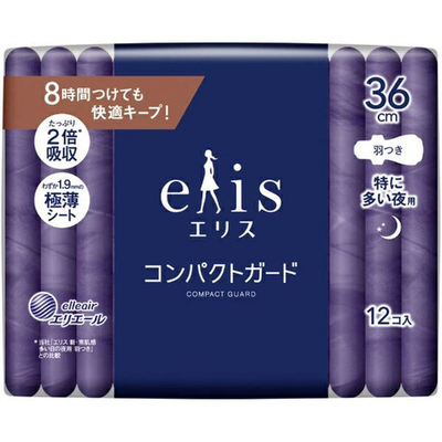 Прокладки гигиенические ночные с увеличенной клеевой поверхностью с крылышками 36 см 12 шт Elis Daio Daio