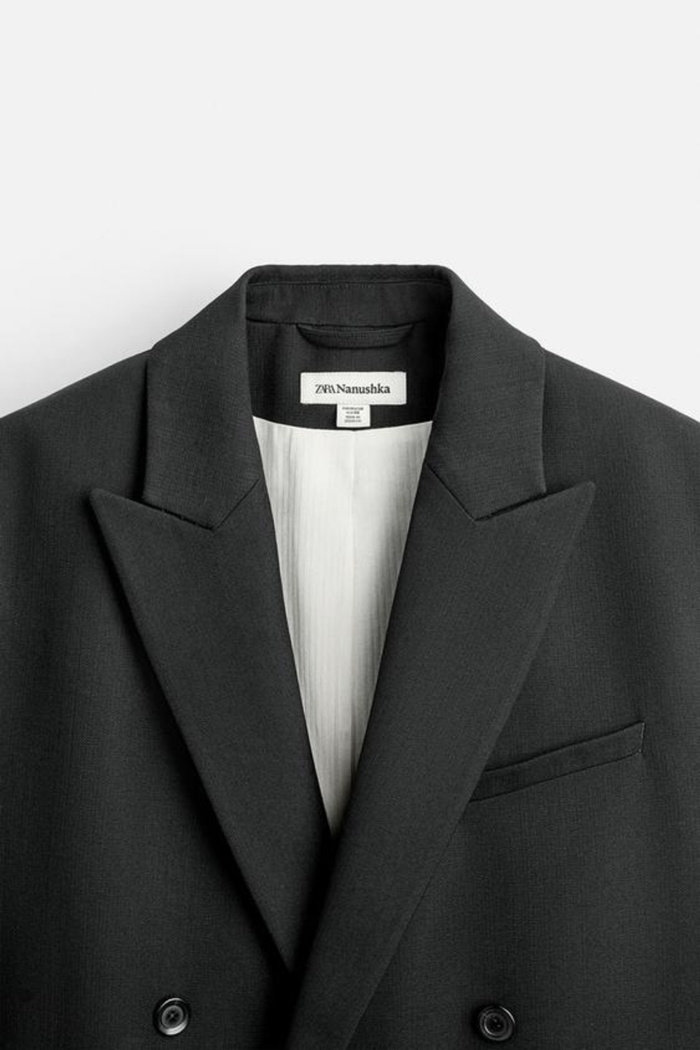 ZARA X NANUSHKA ДВУБОРТНЫЙ БЛЕЙЗЕР, ЧЕРНЫЙ