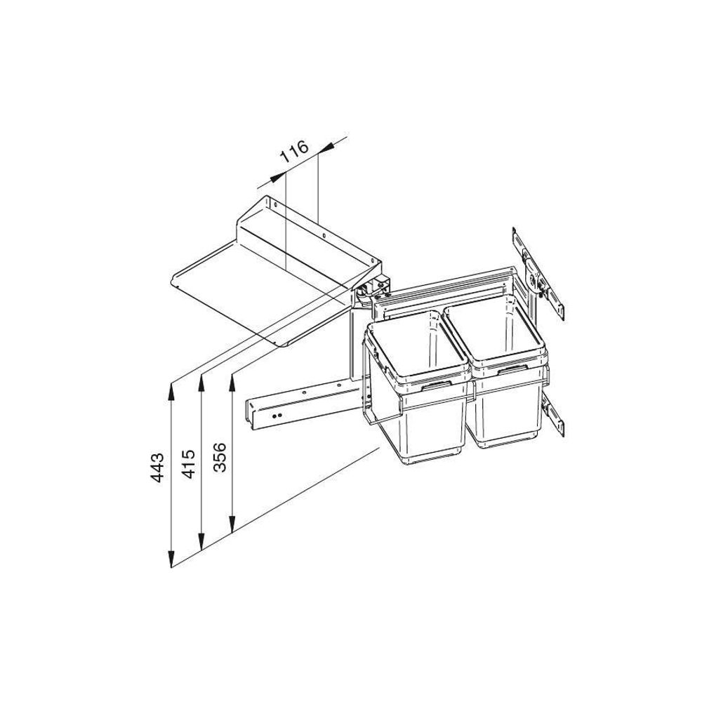 Набор для раздельного сбора мусора, в базу 450, левый  С ДОВОДЧИКОМ