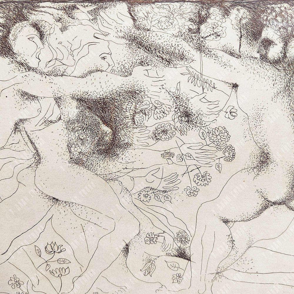 [Ню] Перкель Г. З. В погоне за счастьем. Гравюра. 1970 г.