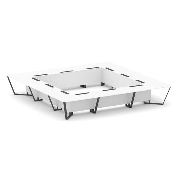 Steel Meet Стол переговорный квадратный KDK-PR.B.SP-24K Белый Бриллиант/Металл Антрацит 4800*4800*75