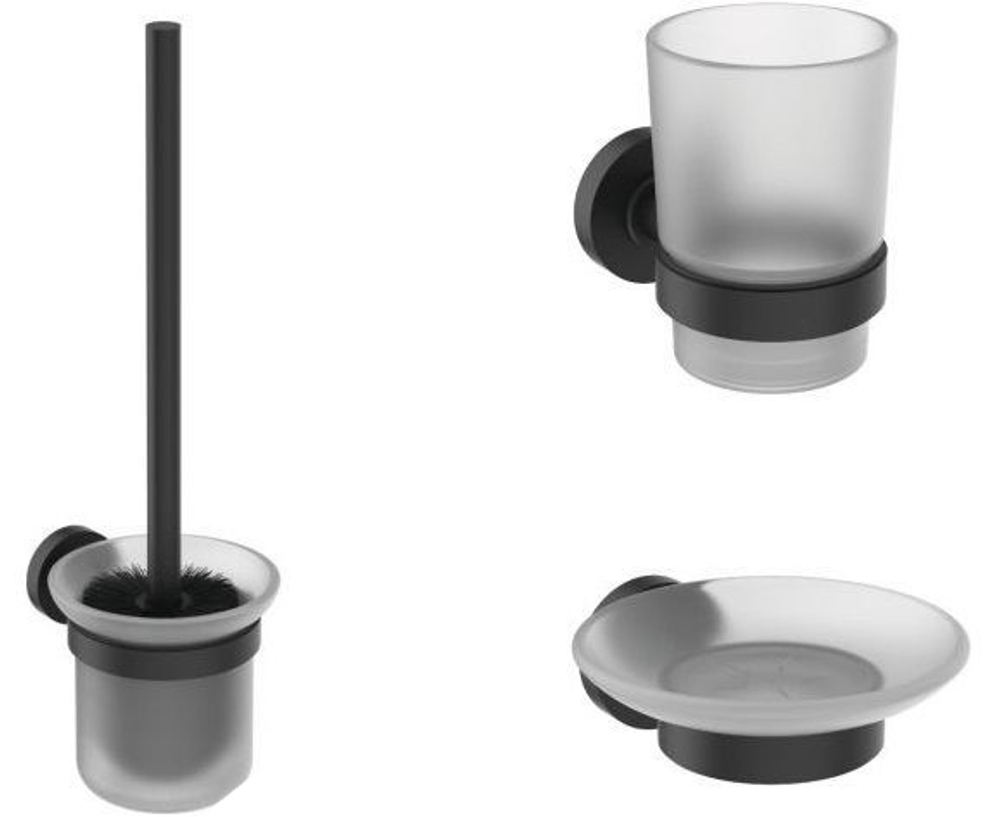 Набор аксессуаров для ванной комнаты Ideal Standard Silk Black IOM, черный матовый (A9245XG)
