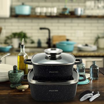 Набор квадратных кастрюль 4 предмета Kamille KM 4434 из литого алюминия