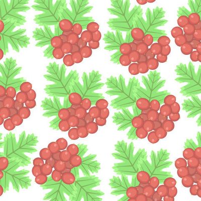 узор с ягодами калины и зелеными листочками