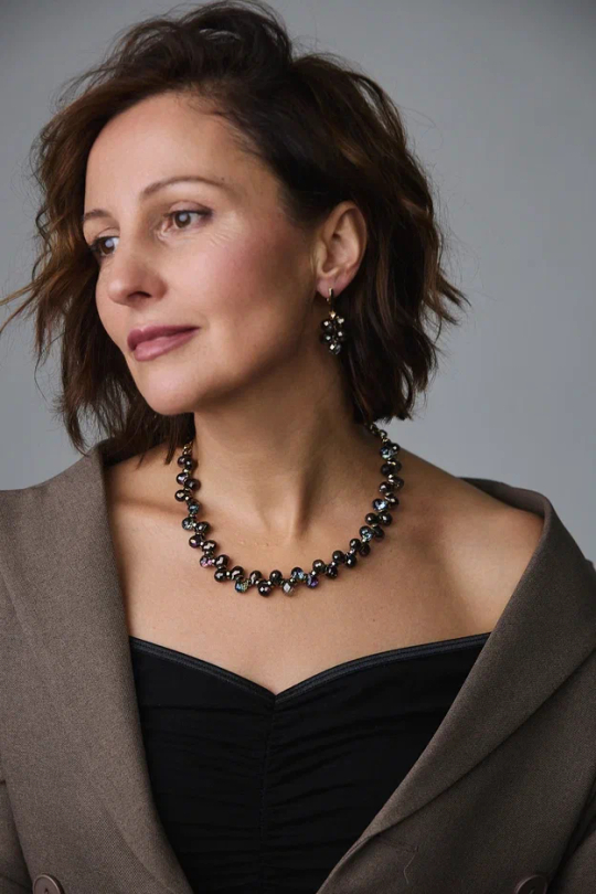 Колье "Деора" шоколадный чешский хрусталь, оттенок золото