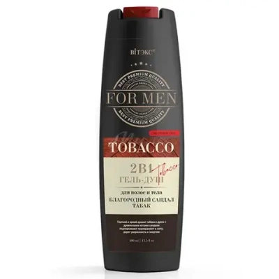 Гель-душ для волос и тела ВИТЭКС for Men Tobacco 2 в 1 с феромонами благородный сандал и табак, 400 мл