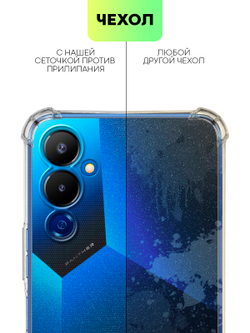 Чехол BROSCORP для Tecno Pova 4 оптом (арт. TCN-POVA4-HARD-TPU-TRANSPARENT)