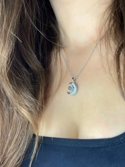 Колье с кулоном Луна Полумесяц и проекцией Я тебя люблю