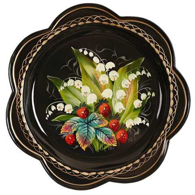 Жостовский поднос декоративный, размер 18 см (A1), металлический
