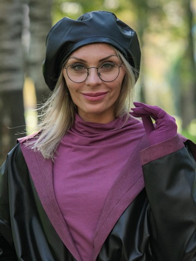 Берет / брусника  / экокожа