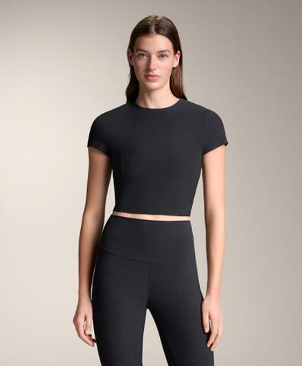 Oysho Футболка Comfortlux с коротким рукавом, антрацитовый меланж