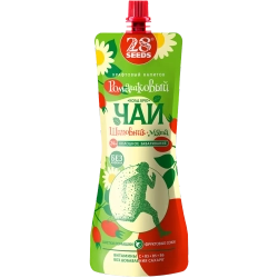 Ромашковый чай «Колд брю» Шиповник и Мята 28SEEDS, 250 мл, травяной холодный чай в дой-паке, вид спереди