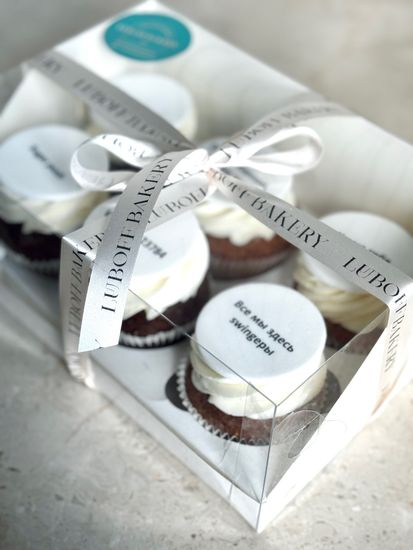 Капкейки с картинками и надписями на мастике, упаковка на 6 шт