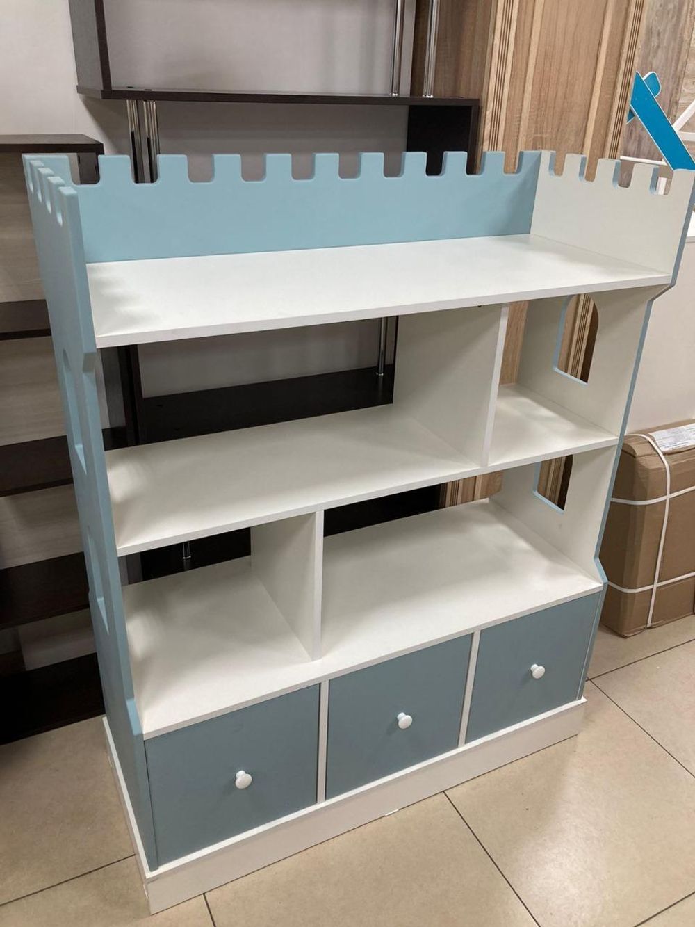 Стеллаж Замок МДФ белый/ниагара