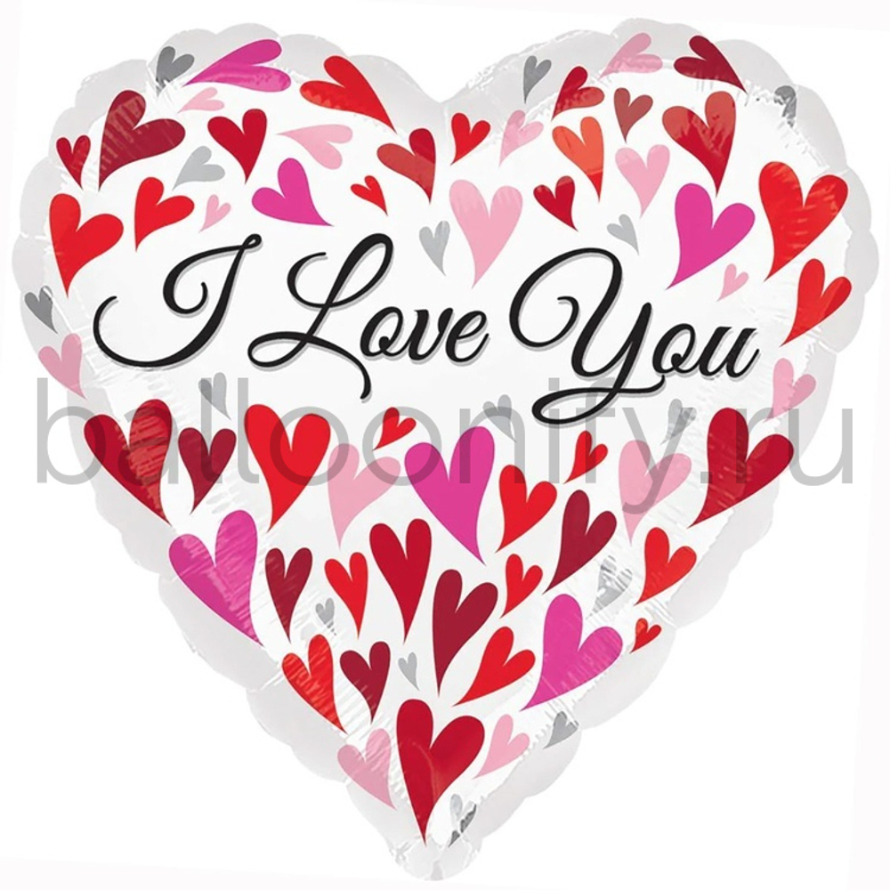 Фольгированная фигура, сердце, Водопад сердец P35,32"/81СМ