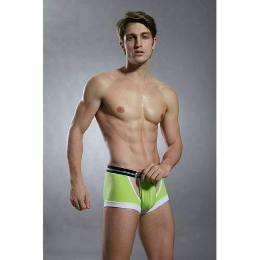 Мужские трусы боксеры салатовые с вырезами Superbody Lime Hip Boxer