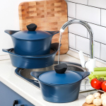 Кастрюля алюминий, антиприг, 4.3 л, с крыш, Daniks, Shoven, KI-T2024-2965C, индукц