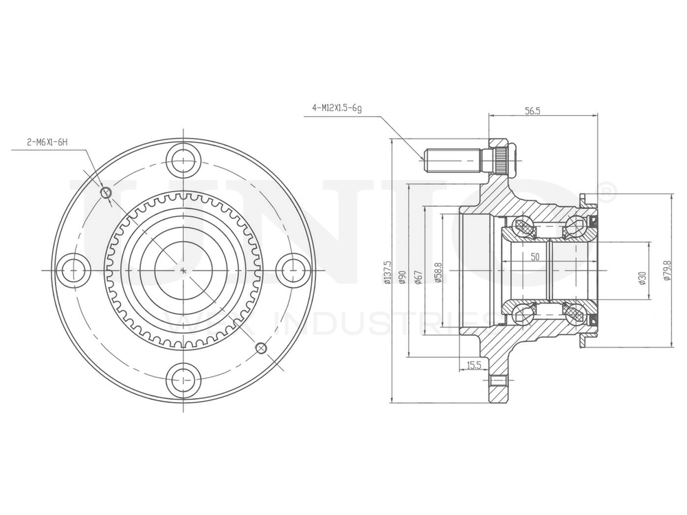 Ступица задняя (с ABS) UNIO HUB-20077