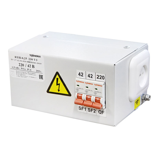 Ящик с понижающим трансформатором ЯТП- ОСО 0,25 220/ 42 В (3 автомата) Texenergo