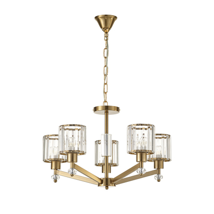 Светильник серии Premium line с универсальным креплением 5x60Вт E27, металл/стекло/хрусталь, медь