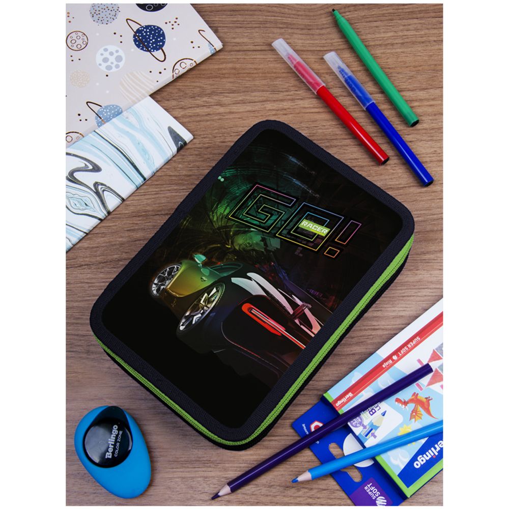 Пенал 2 отделения, 200*140*45 Berlingo "Go fast 2", полиэстер