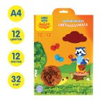 Крепированная бумага А4, 12л. 12цв., Мульти-Пульти, в папке