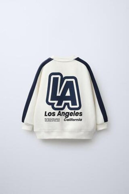 ZARA ТОЛСТОВКА С РЕЛЬЕФНОЙ НАДПИСЬЮ, ЭКРЮ/ТЕМНО-СИНИЙ