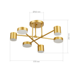 SLE201022-06 Светильник потолочный Золотистый/Золотистый LED 6*7W 4000K NOBEL