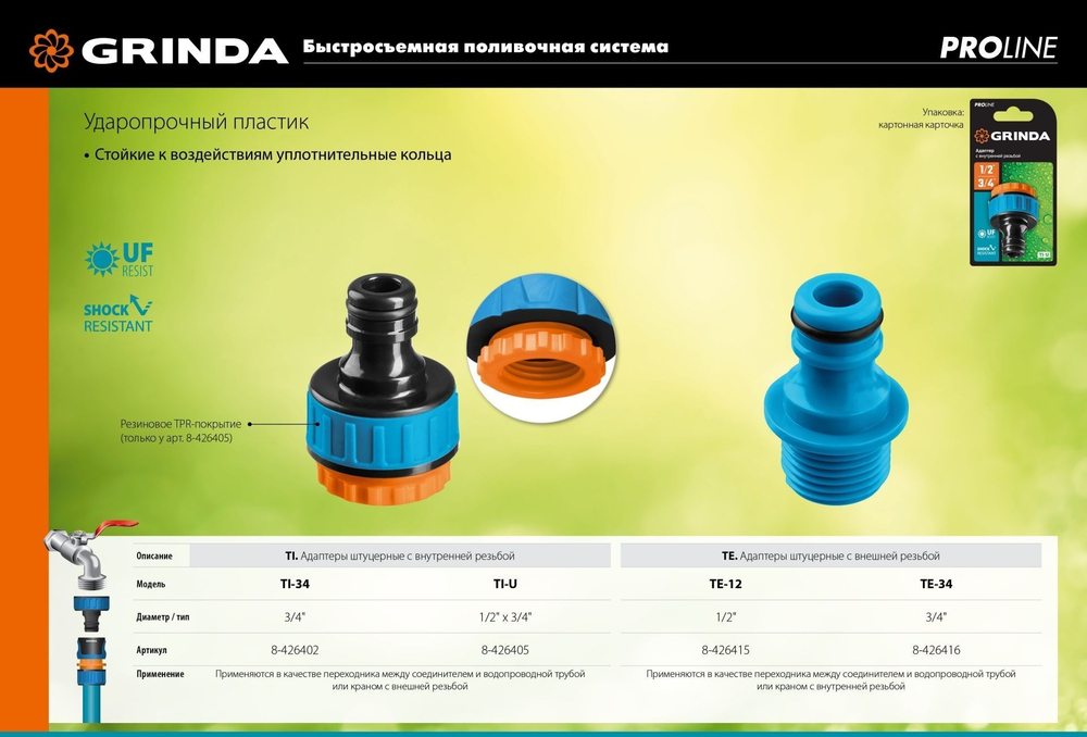 GRINDA 1/2" x 3/4", адаптер штуцерный, с внутренней резьбой