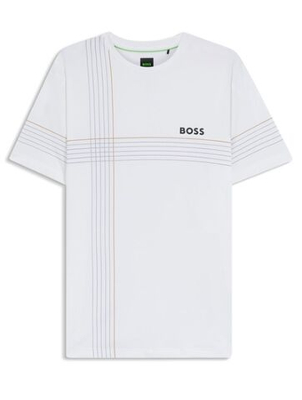 Мужская теннисная футболка BOSS Check Pro TOC Slim - bright white