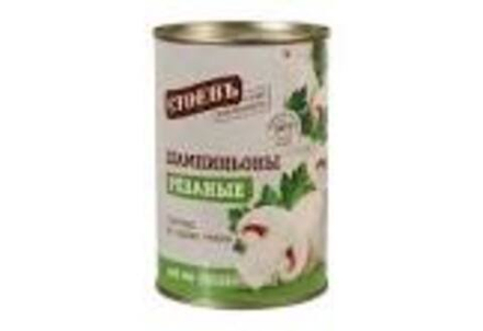 Шампиньоны резаные консервированные "Стоевъ"  ж/б 425мл 1/12