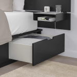 Каркас кровати с контейнером и матрасом - IKEA NORDLI, 200х140 см, черный, НОРДЛИ ИКЕА
