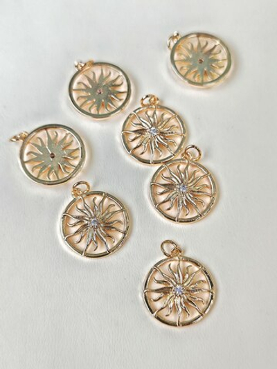 пдс18-з Подвеска "Солнышко в круге" с фианитом 18мм, позолота