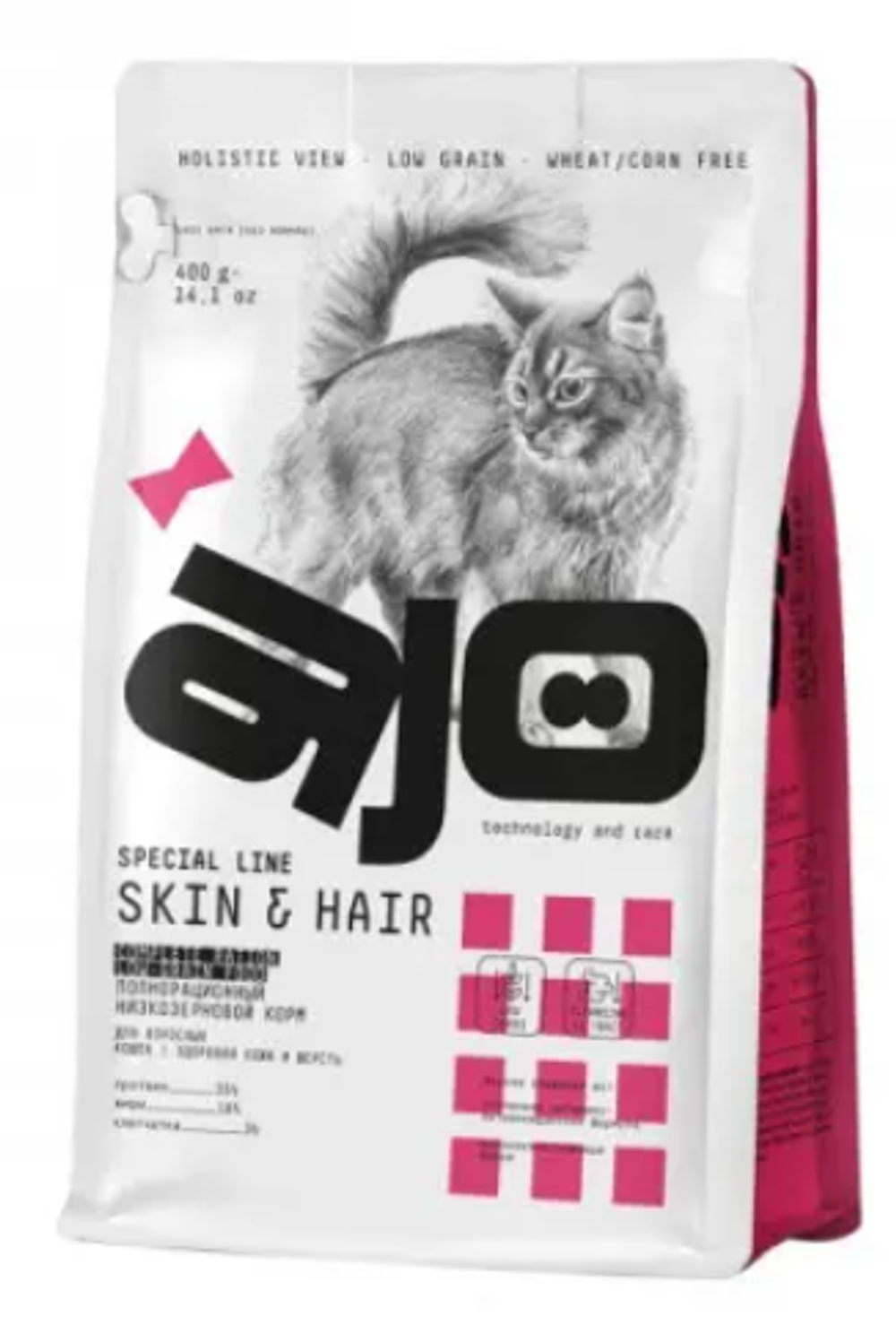 AJO Cat Skin & Hair корм для кошек здоровая кожа и красивая шерсть (Фасовка, цена за кг)