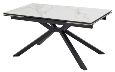 Стол ТАНГО 160 CALACATTA GOLD , керамика / Черный каркас, М-City