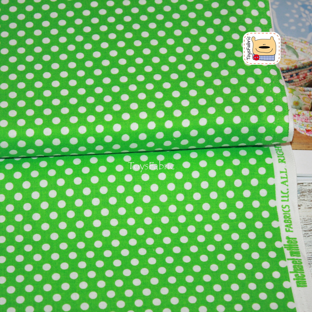 Ткань для пэчворка 20908 (горох 5мм на зеленом) 45х55см