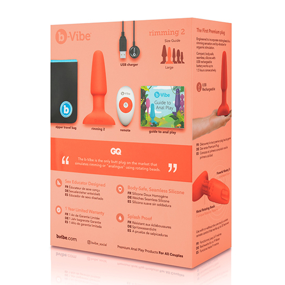 Оранжевая анальная пробка с эффектом римминга 15см b-Vibe Rimming Plug BV-001-ORG