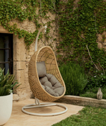 Cira Светло-серое подвесное кресло с натуральной отделкой