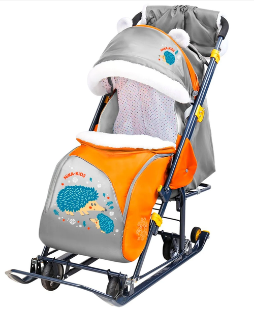 Санки-коляска Nika Ника-детям  НД7-6/13 Ежик оранжево-серый