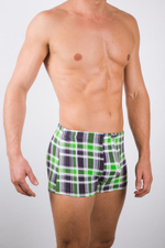 Мужские хлопковые трусы-боксеры в клетку (Размер: M) (Цвет: синий с голубым)