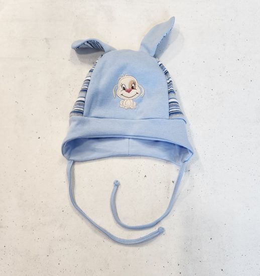 Шапочка хлопок с ушками, Собачка , голубая 44