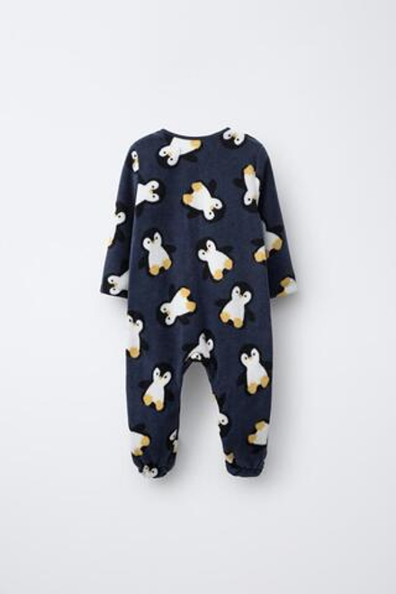 ZARA КОМБИНЕЗОН С ВЫШИВКОЙ «МИШКА», СИНИЙ