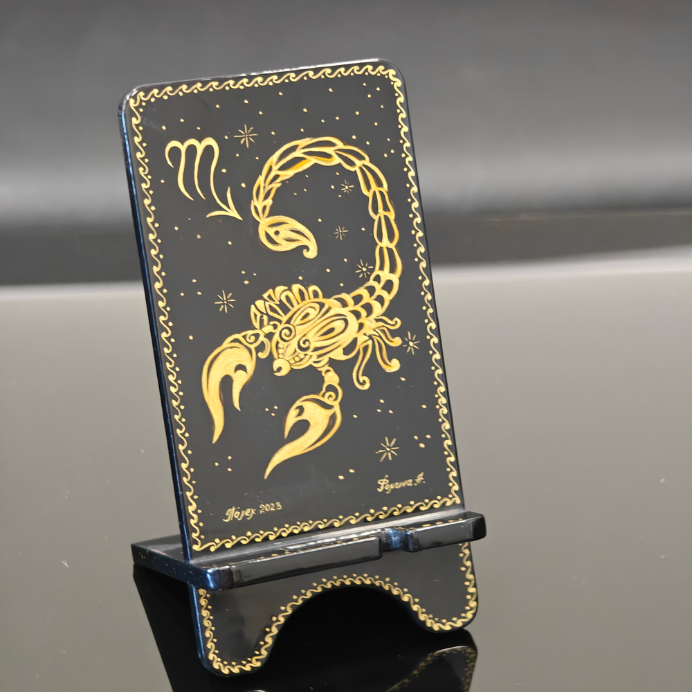 Сувенирная подставка для телефона с росписью Палех "Зодиак. Скорпион"
