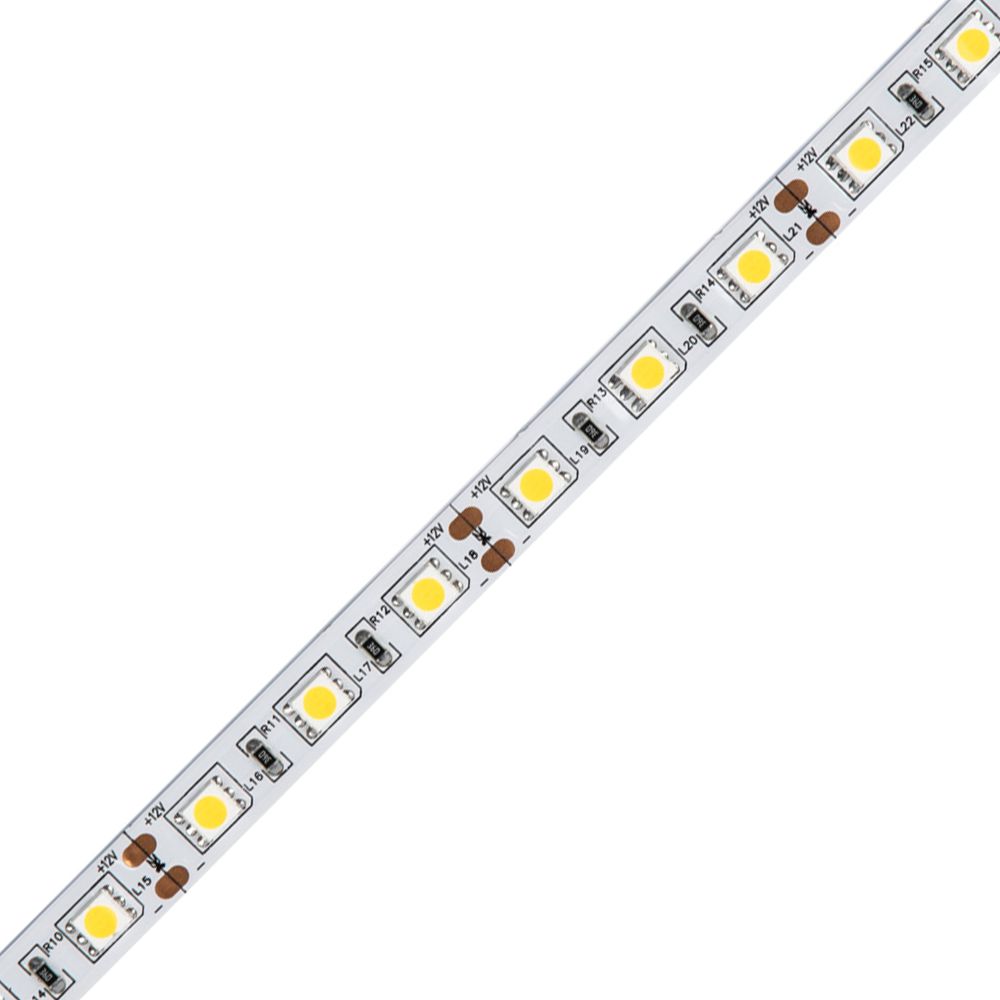 ULS-Q221 5050-60LED-m-10mm-IP20-DC12V-14.4W-m-5M-3000K Гибкая светодиодная лента на самоклеящейся основе. Катушка 5 м. в герметичной упаковке. Теплый белый свет3000K. ТМ Volpe.