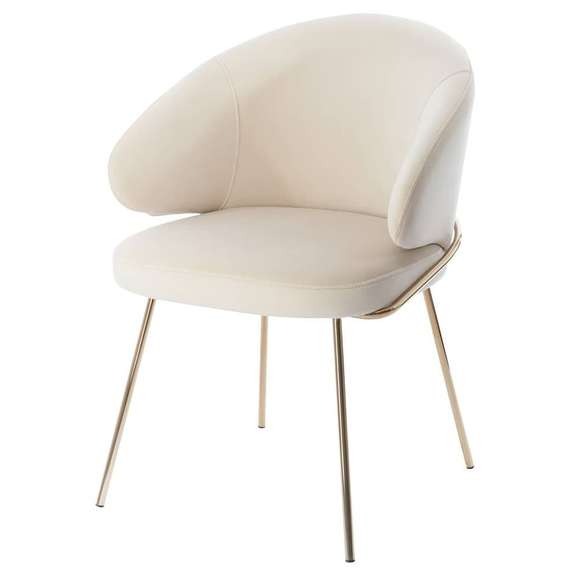 Стул Lime, кремовый микровелюр с золотыми ножками