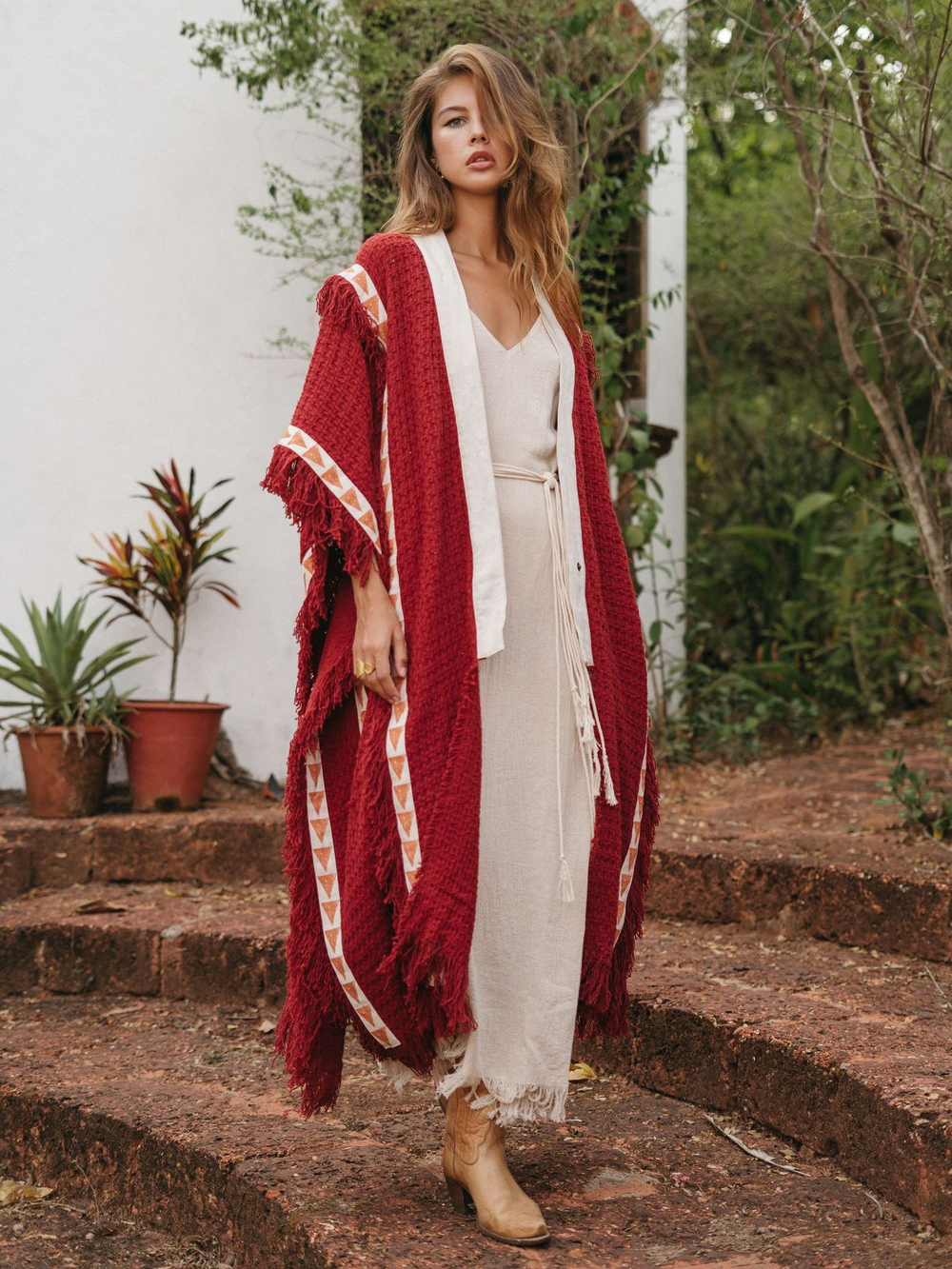 Berber пальто-пончо (красная охра)